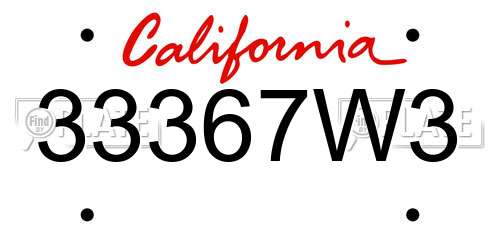33367W3 California License Plate
