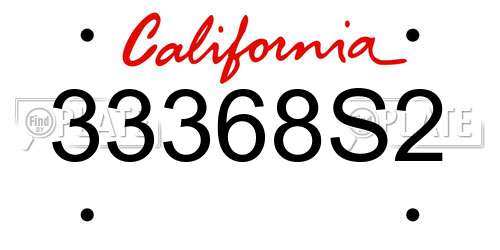 33368S2 California License Plate
