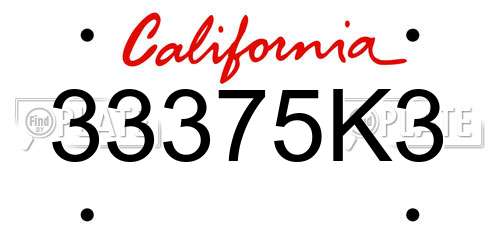 33375K3 California License Plate
