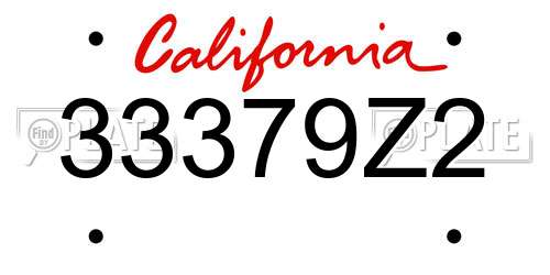 33379Z2 California License Plate