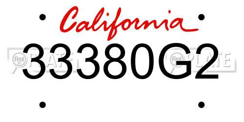 33380G2 California License Plate