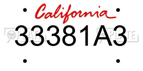 33381A3 California License Plate