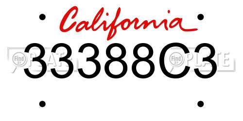 33388C3 California License Plate