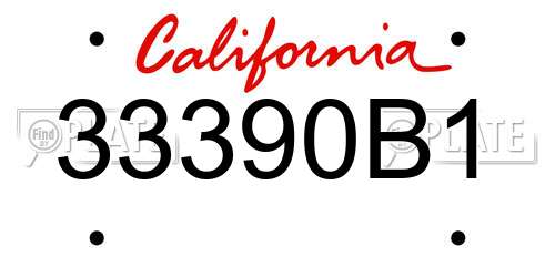 33390B1 California License Plate