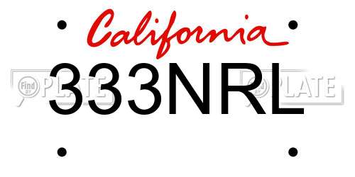 333NRL California License Plate