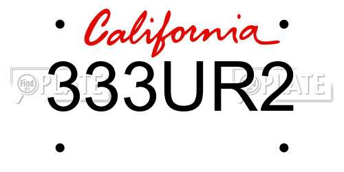 333UR2 California License Plate