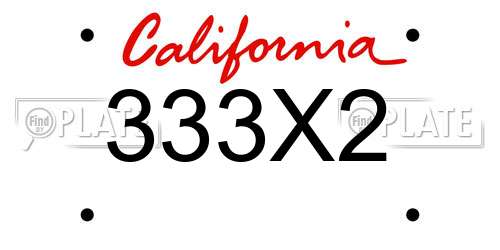 333X2 California License Plate