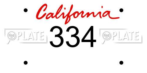 334 California License Plate
