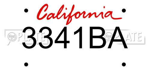 3341BA California License Plate
