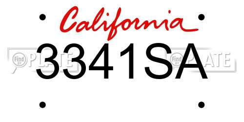3341SA California License Plate