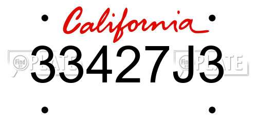 33427J3 California License Plate