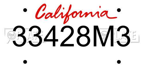 33428M3 California License Plate