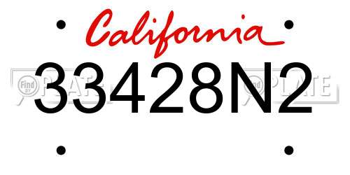 33428N2 California License Plate