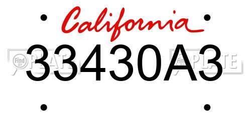 33430A3 California License Plate