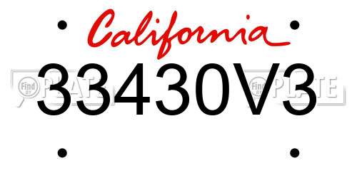 33430V3 California License Plate