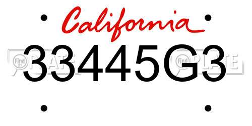 33445G3 California License Plate