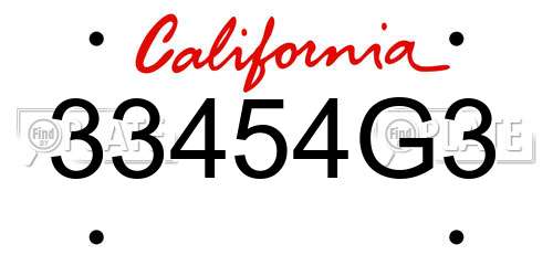 33454G3 California License Plate
