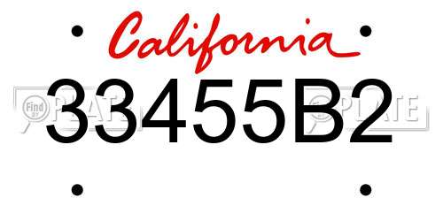 33455B2 California License Plate