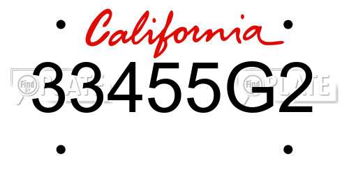 33455G2 California License Plate