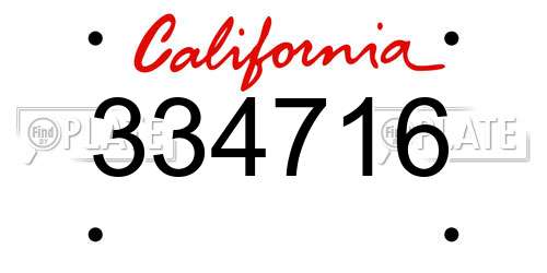 334716 California License Plate