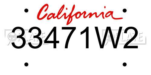 33471W2 California License Plate