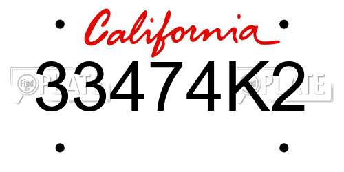 33474K2 California License Plate