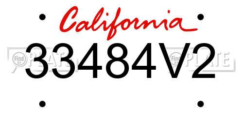 33484V2 California License Plate