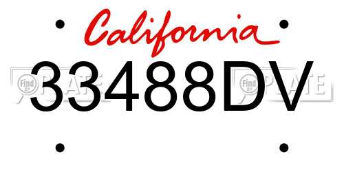 33488DV California License Plate