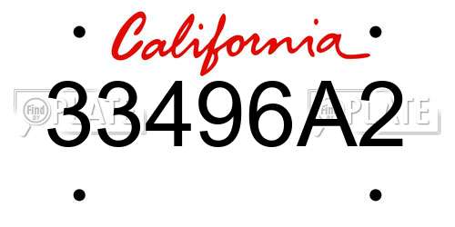33496A2 California License Plate