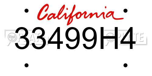33499H4 California License Plate