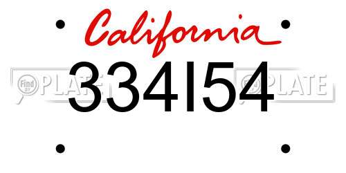 334I54 California License Plate