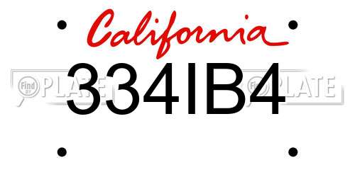 334IB4 California License Plate