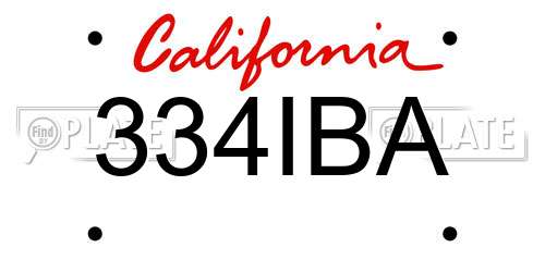 334IBA California License Plate