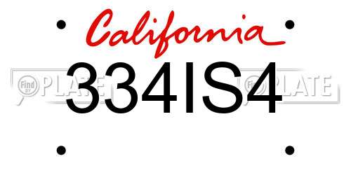 334IS4 California License Plate