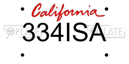 334ISA California License Plate
