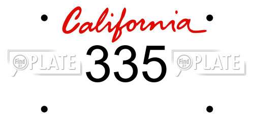 335 California License Plate