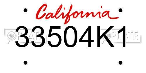 33504K1 California License Plate