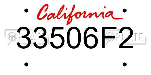 33506F2 California License Plate