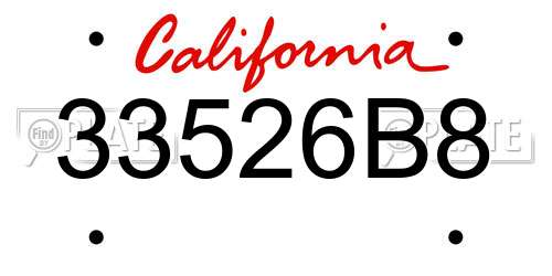 33526B8 California License Plate
