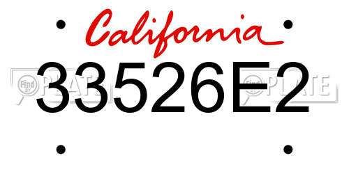 33526E2 California License Plate