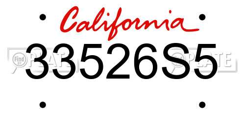 33526S5 California License Plate