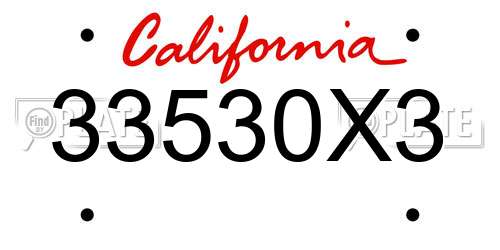33530X3 California License Plate