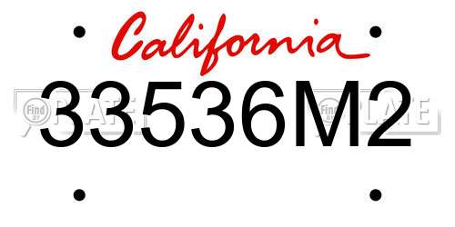 33536M2 California License Plate