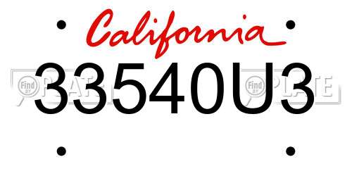 33540U3 California License Plate