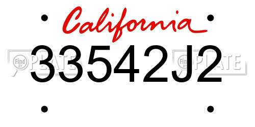 33542J2 California License Plate