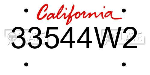 33544W2 California License Plate