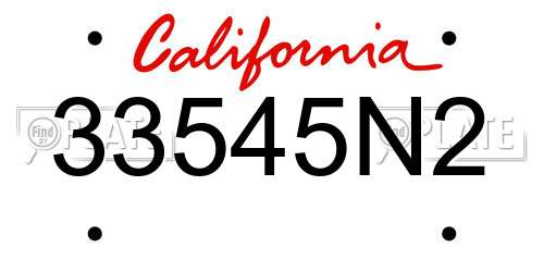 33545N2 California License Plate