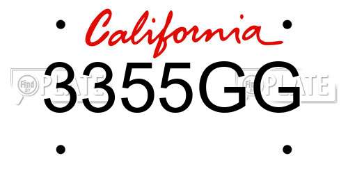 3355GG California License Plate