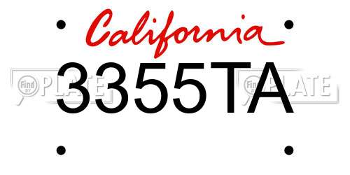 3355TA California License Plate