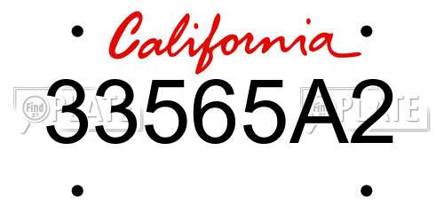 33565A2 California License Plate